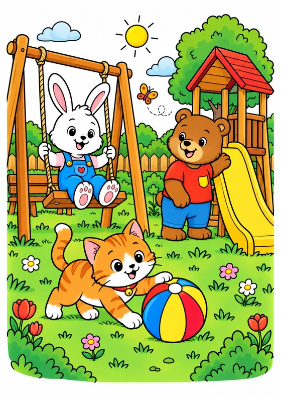 Ejemplo coloreado de Parque de juegos de animales