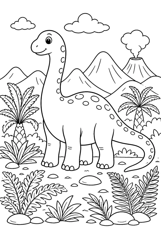 Free printable coloring page of a gentle dinosaur