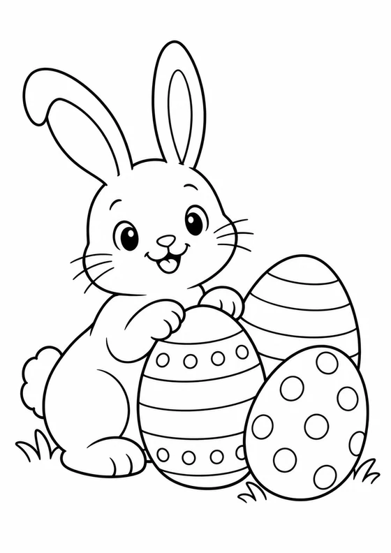 Conejo de Pascua y huevos