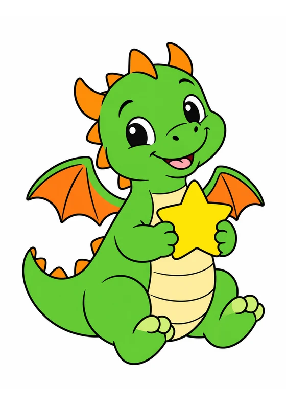 Ejemplo coloreado de Bebé dragón amistoso