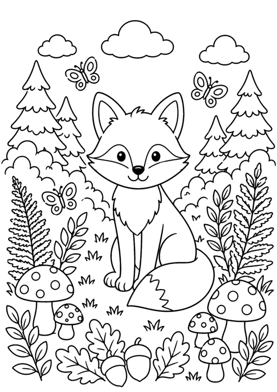 Free printable coloring page of an original friendly fox