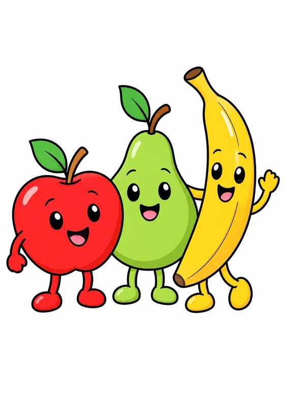 Ejemplo coloreado de Amigos de fruta