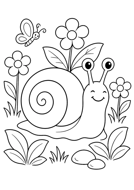 Free printable coloring page of a garden snail