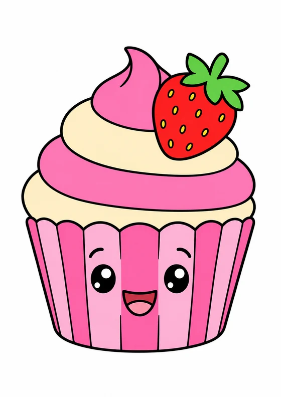 Ejemplo coloreado de Cupcake de fresa