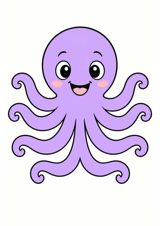 Ejemplo coloreado de Pulpo feliz