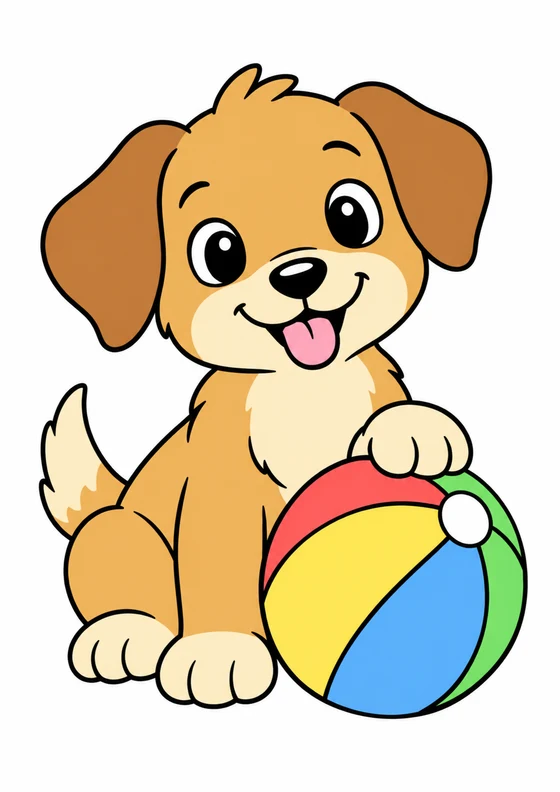 Ejemplo coloreado de Cachorro con pelota