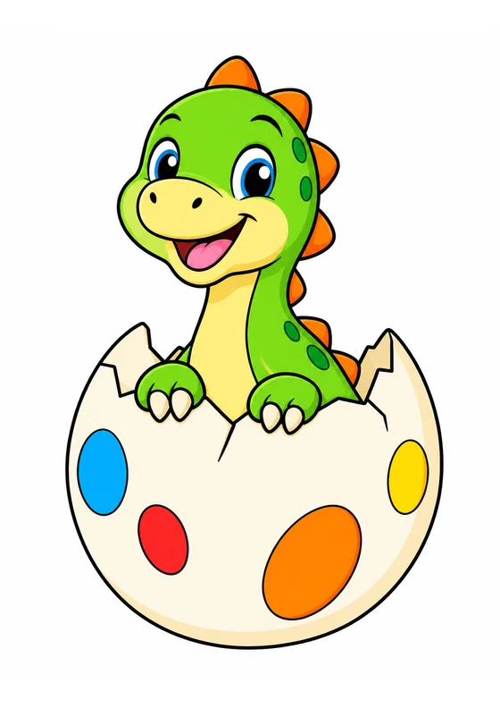 Ejemplo coloreado de Dinosaurio saliendo del huevo