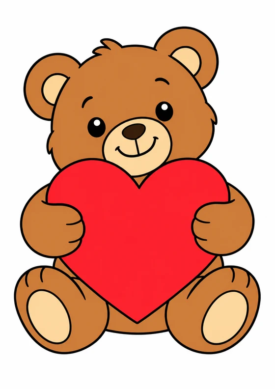 Ejemplo coloreado de Osito con corazón