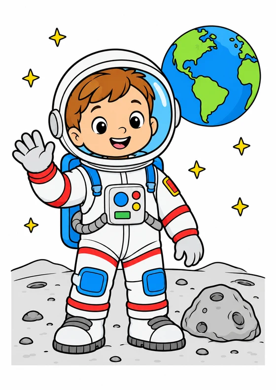 Ejemplo coloreado de Pequeño astronauta