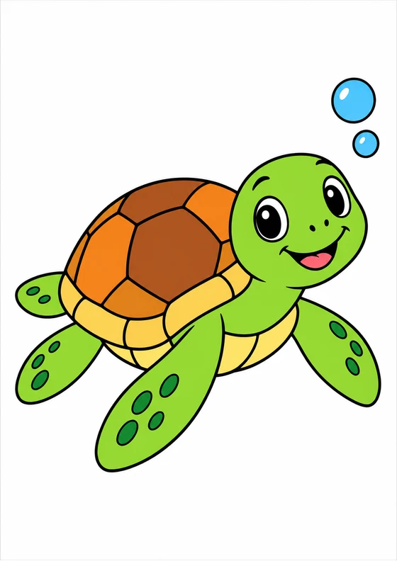 Ejemplo coloreado de Pequeña tortuga marina