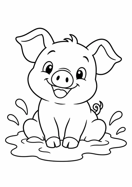 Cerdito en un charco de barro