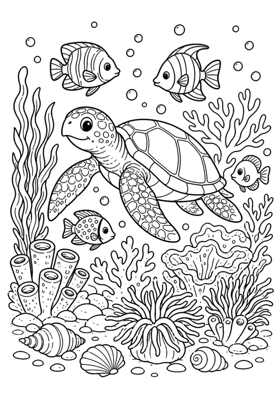 Free printable coloring page of an ocean reef