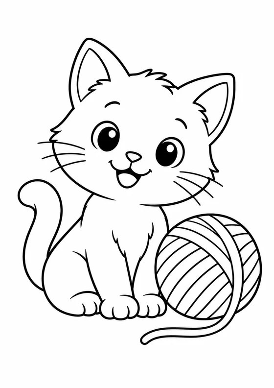 Gatito con ovillo de lana