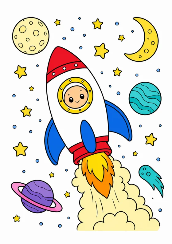 Colored reference example for Rocket Through the Planets