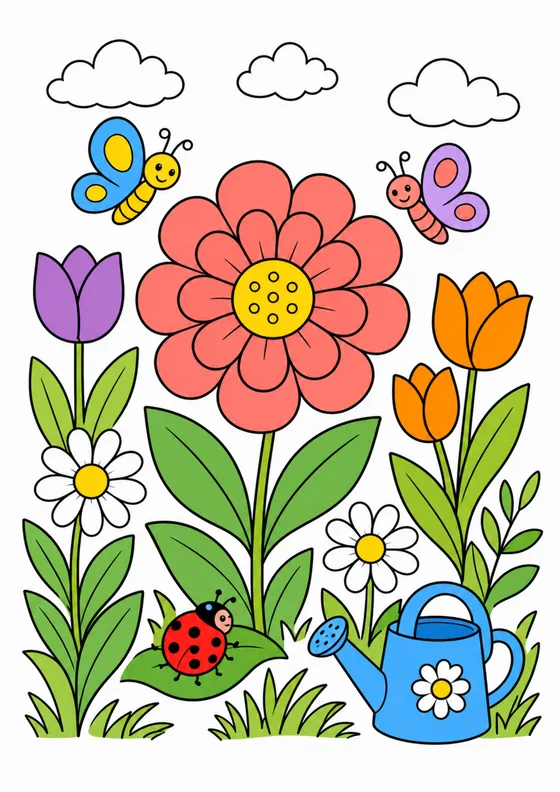 Colored reference example for Spring Flower Garden