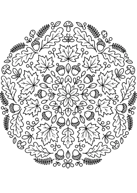 Free printable coloring page with a woodland mandala