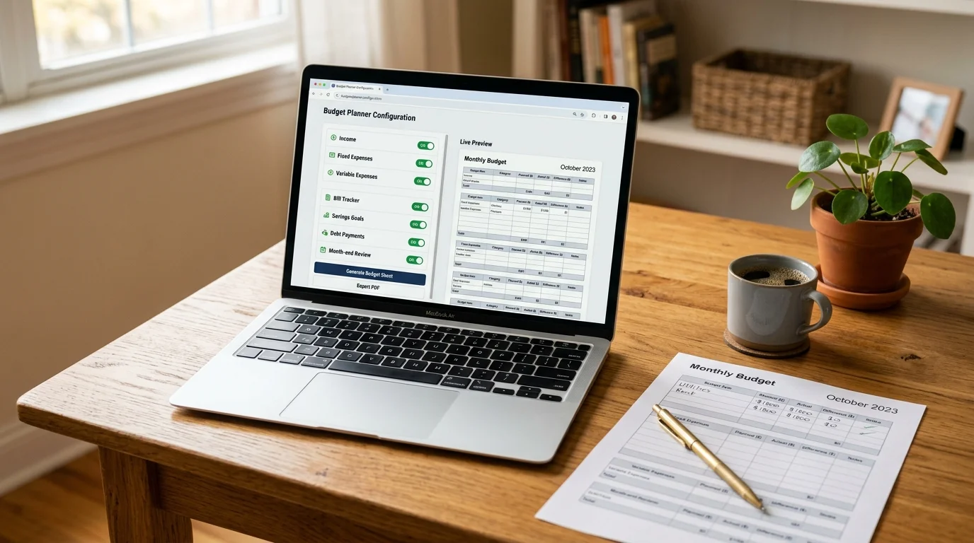 Modular budget planner printable with income expenses bills savings and debt sections
