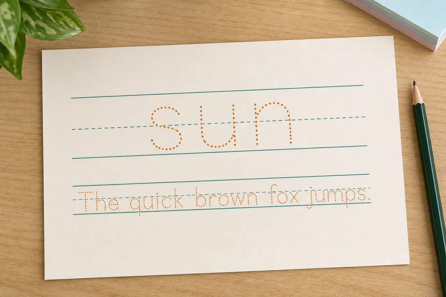 Illustration comparing a short word and a long sentence both fitting the same guide lines