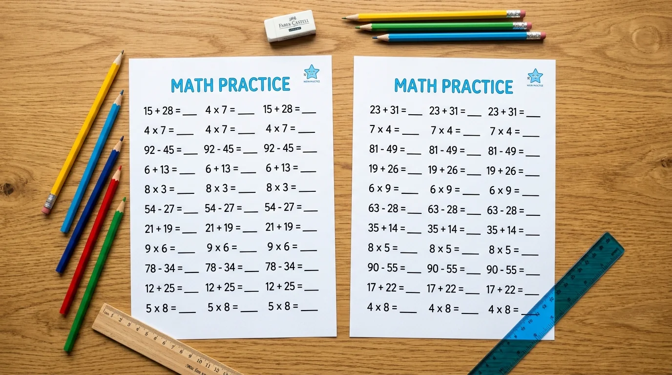 Preview of a math worksheet generator rebuilding a page of questions